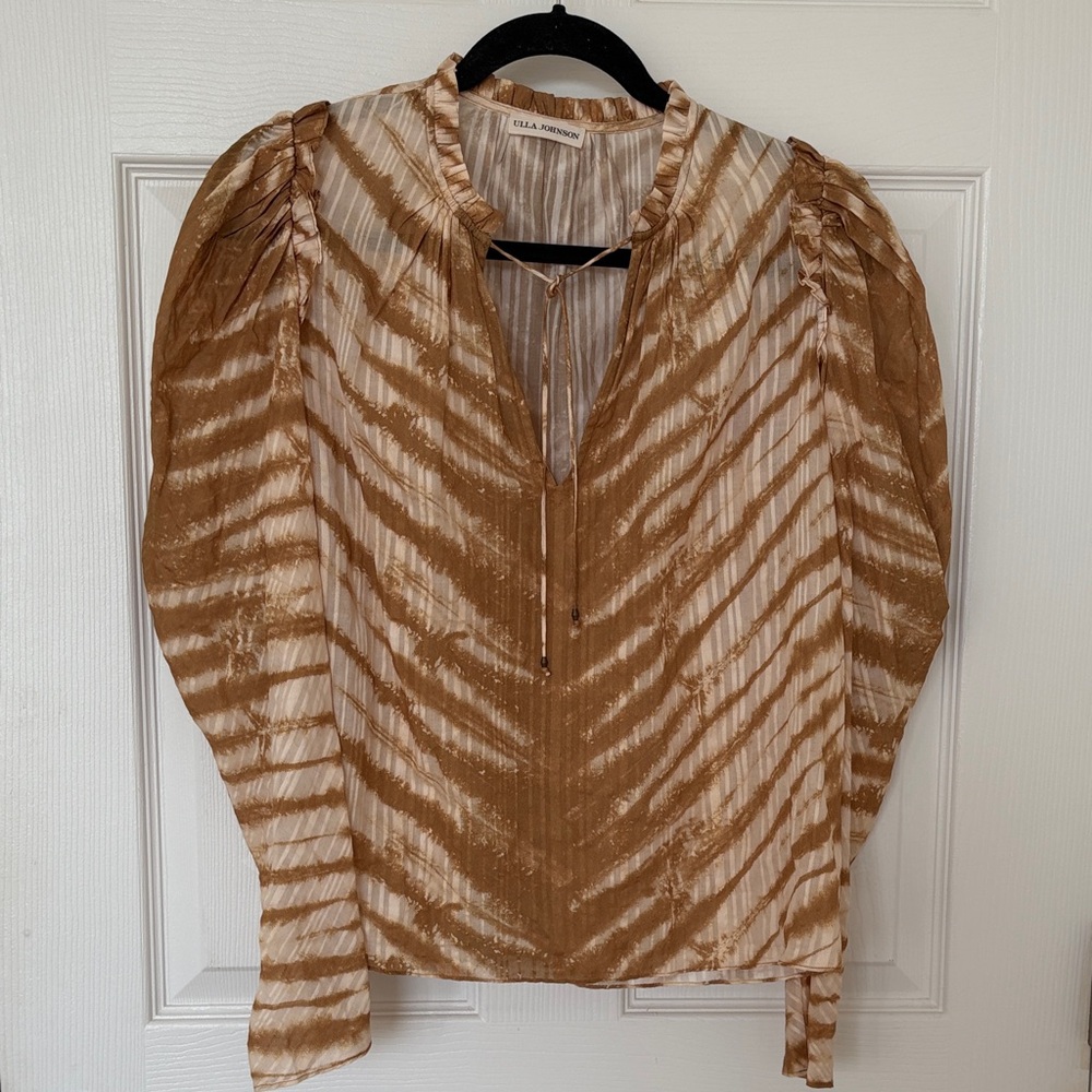 Ulla Johnson Brown and Cream Blouse